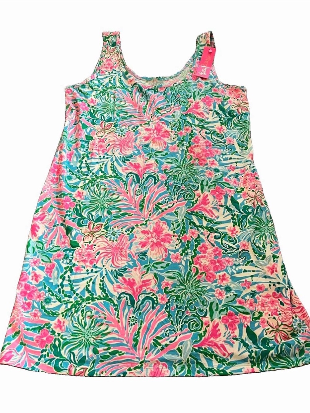 Lilly Pulitzer Newberri Tank Dress Amalfi Blue Leaf It Wild Sz XL NWT